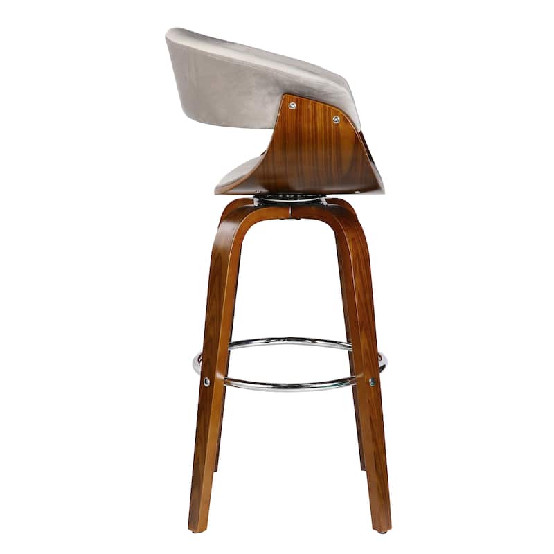 Porthos Home Axel Swivel Bar Stool, Suede Upholstery, Beechwood Legs