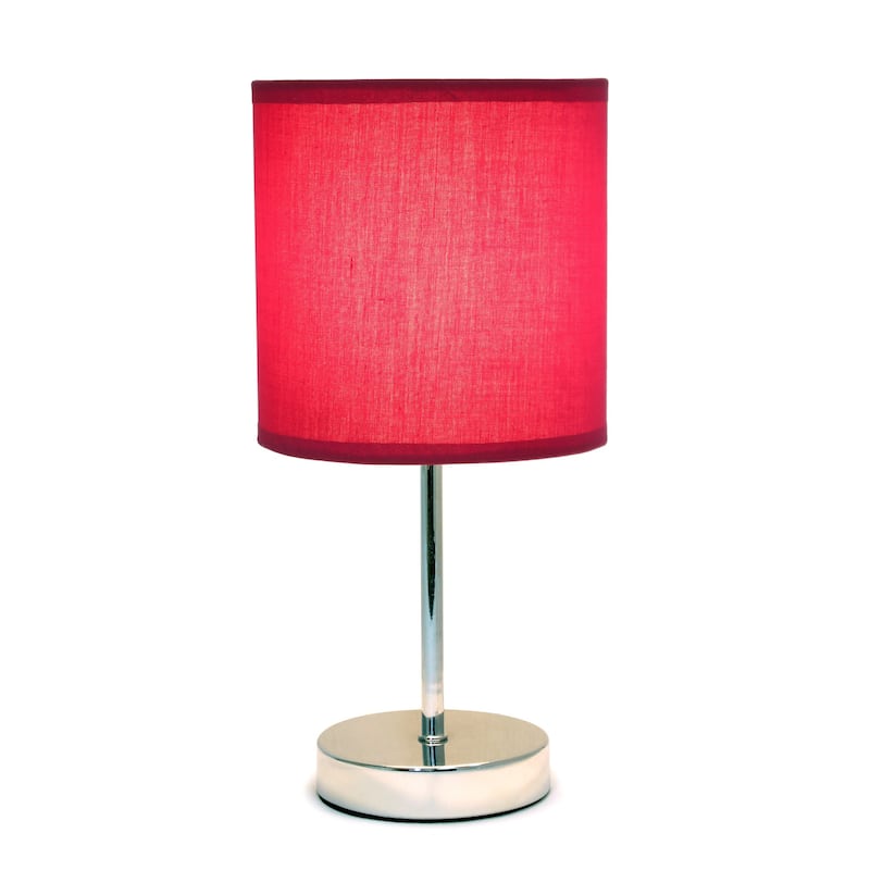 Traditional Petite Table Lamp with Drum Shade - 11.75" - Silver and Win Red