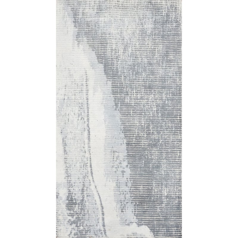 Hand Knotted Oriental Viscose Silk Carpet Modern All-Over Greys & Charcoal Abstract Area Rug - 4' 0'' X 2' 0''