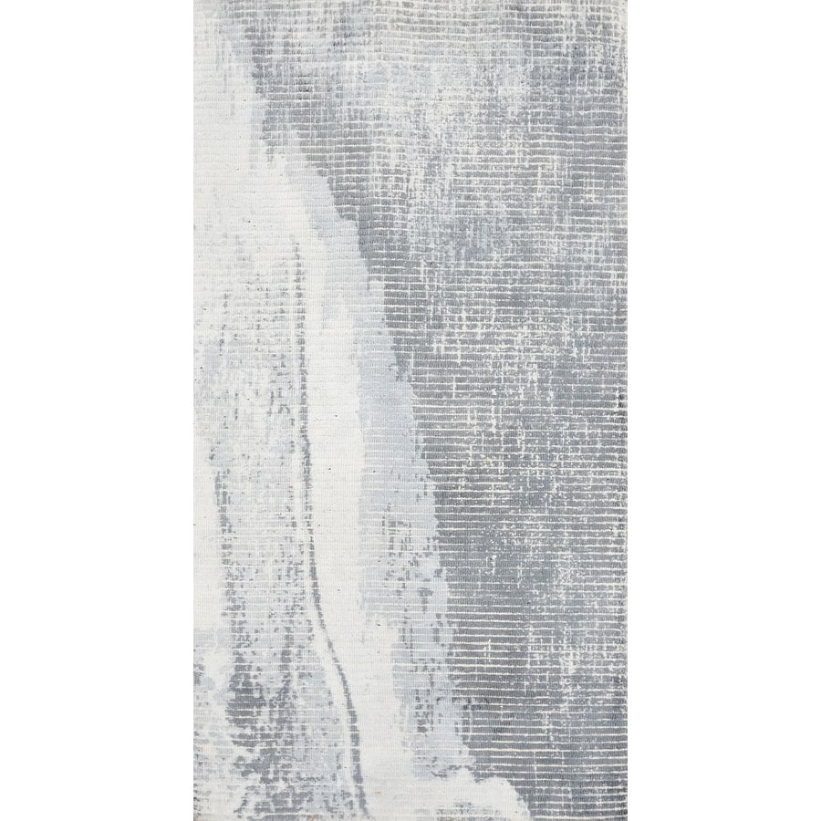 Hand Knotted Oriental Viscose Silk Carpet Modern All-Over Greys & Charcoal Abstract Area Rug - 4' 0'' X 2' 0''