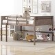 preview thumbnail 1 of 6, Natural Full Size Solid Pine Wood Loft Bed with Hanging Clothes Racks, Guardrail Natural