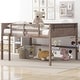 preview thumbnail 1 of 6, Natural Full Size Solid Pine Wood Loft Bed with Hanging Clothes Racks and Full-Length Guardrail