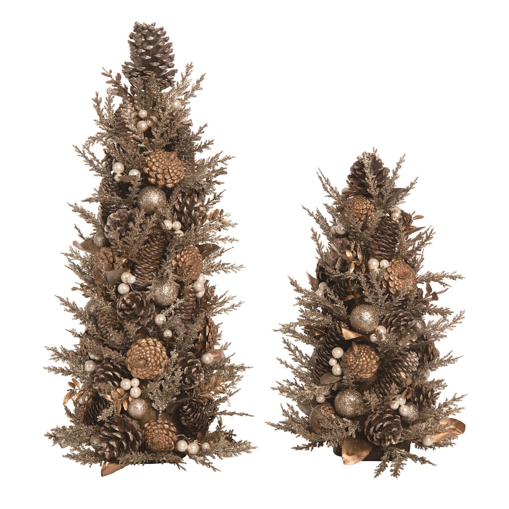 Transpac Foam 23 in. Gold Harvest Gilded Floral Trees Set of 2
