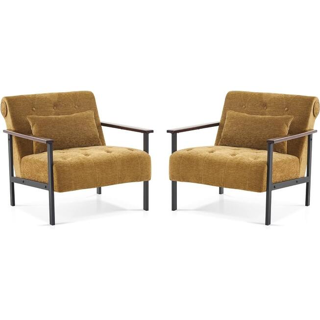 MCombo set of 2 Modern Accent, Ergonomics Lounge Chair for Living Room, Chenille, HQ417