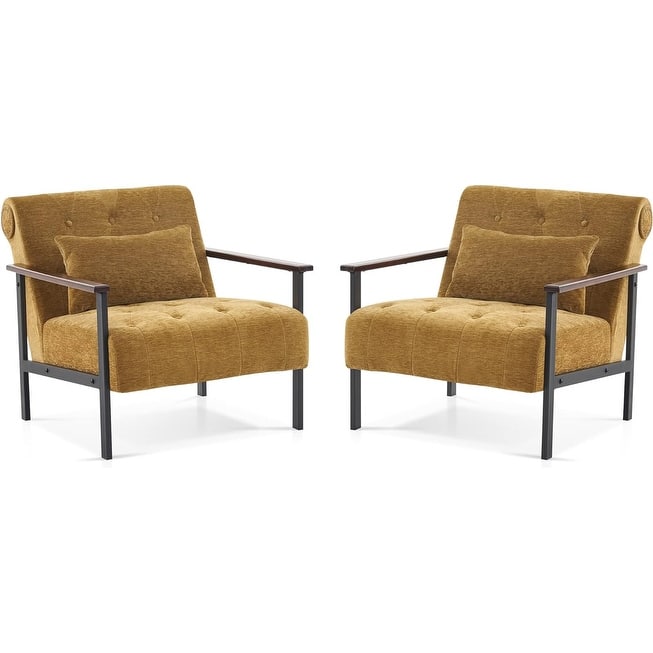 MCombo set of 2 Modern Accent, Ergonomics Lounge Chair for Living Room, Chenille, HQ417