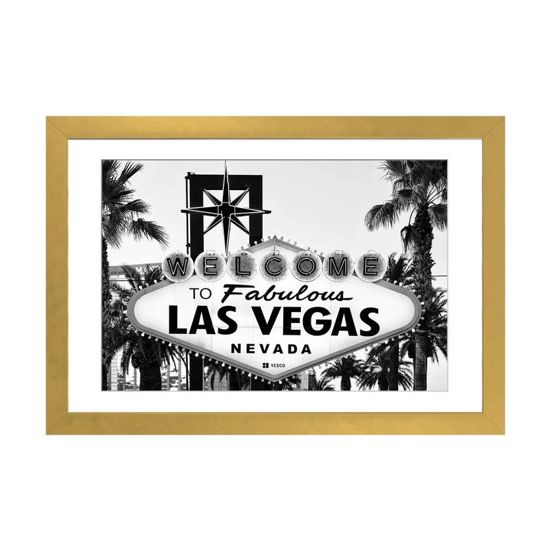 iCanvas "Black Nevada Series - Welcome To Fabulous Las Vegas Nevada" by Philippe Hugonnard PFA - Gold - 24x32x1