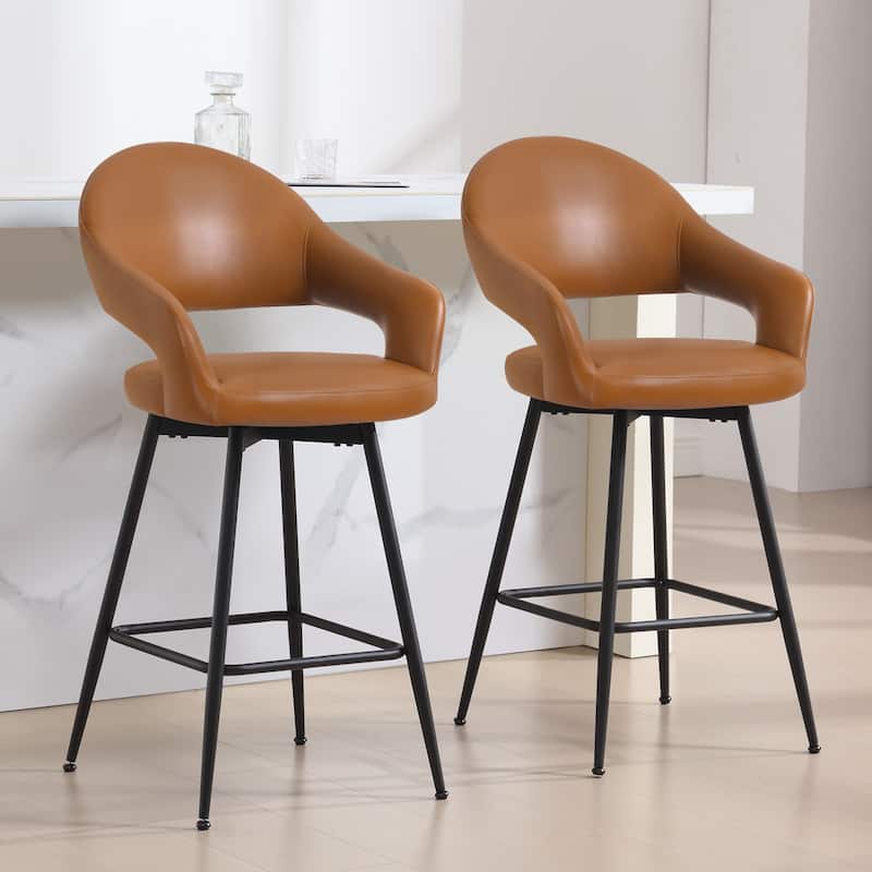 26" Velvet/ Faux Leather Counter Height Swivel Bar Stools Set of 2/4 - 39.2"H x 20.4"W X 22"D
