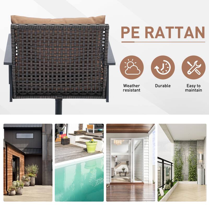 Ainfox 3 Pieces Patio Outdoor Furniture Set with Coffee Table, PE Wicker Swivel Rocking Chairs