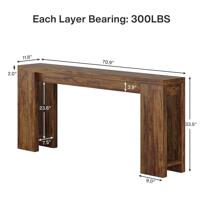 70.9" Long Console Sofa Table for Entryway Living Room - 11.81"D x 70.9"W x 33.5"H