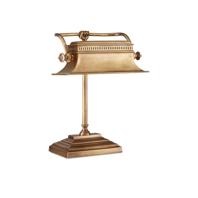 Currey & Company Malvasia Brass Desk Lamp - 19"h x 13.5"w x 6.25"d
