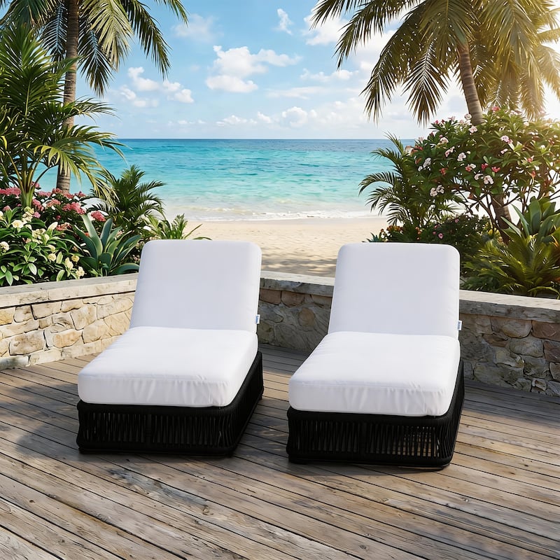 2-Piece Adjustable Backrest Outdoor Chaise Lounge Chair Patio Pool Lounger