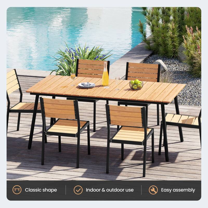 7-Piece Outdoor Dining Set Aluminum Dining table with Stackable Chairs