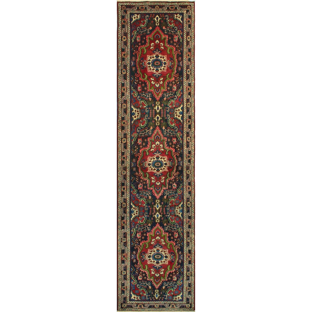 Fine Vintage Distressed Ameenah Navy/Ivory Runner - 3'9" x 15'2"