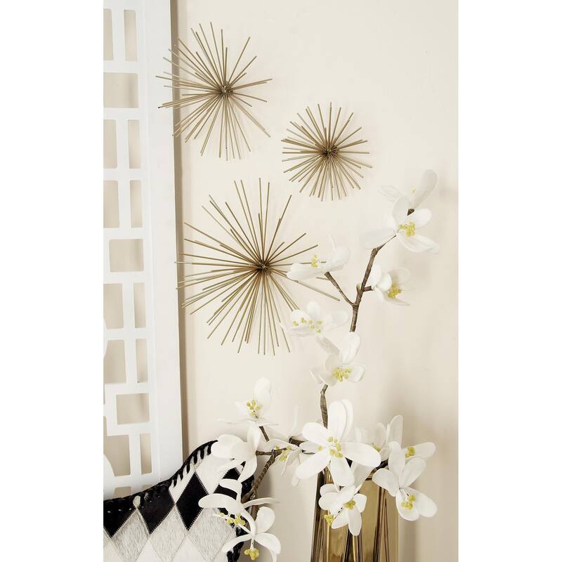 Metal Starburst 3D Home Wall Decor - Set of 3 Gold, Silver, Copper - CosmoLiving by Cosmopolitan