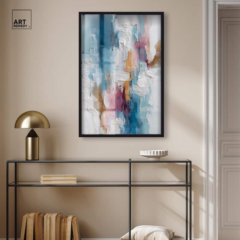 Petal Pink and Ocean Blue I Shadowbox by Art Remedy