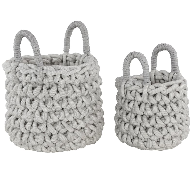 Fabric Handmade Storage Basket with Handles - Set of 2 Gray - CosmoLiving by Cosmopolitan - Gray