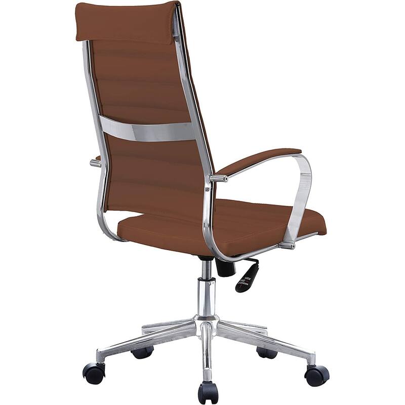 Modern High Back Office Chair Ribbed PU Leather Swivel Tilt Conference Room Computer Desk Cushion Seat Boss