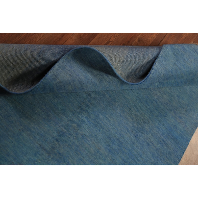 Blue Gabbeh Modern Rug Hand-Knotted Wool Carpet - 4'1" x 5'11"