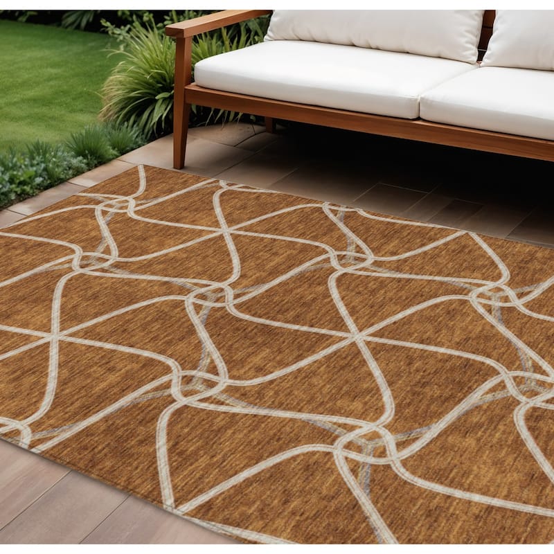HomeRoots Geometric Contemporary Rectangle Outdoor Rug - 9' X 12'