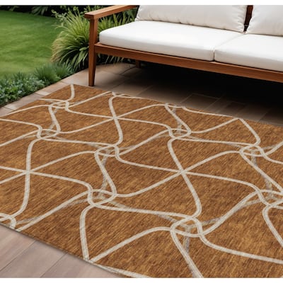 HomeRoots Geometric Contemporary Rectangle Outdoor Rug