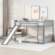 preview thumbnail 1 of 15, Grey Full over Full Wood Bunk Bed with Slide and Ladder for Kids, Boys and Girls Grey