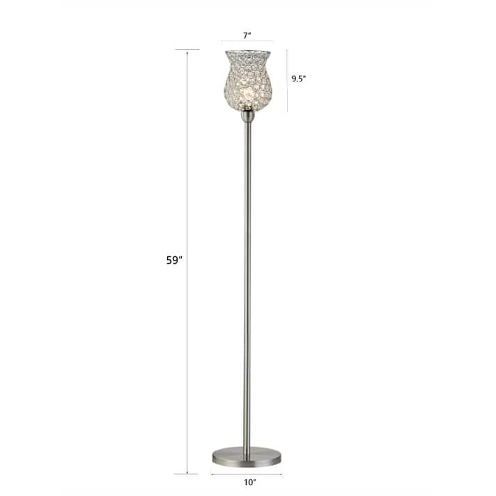 Crystal shade 59" Black Torchiere Floor Lamp - N/A