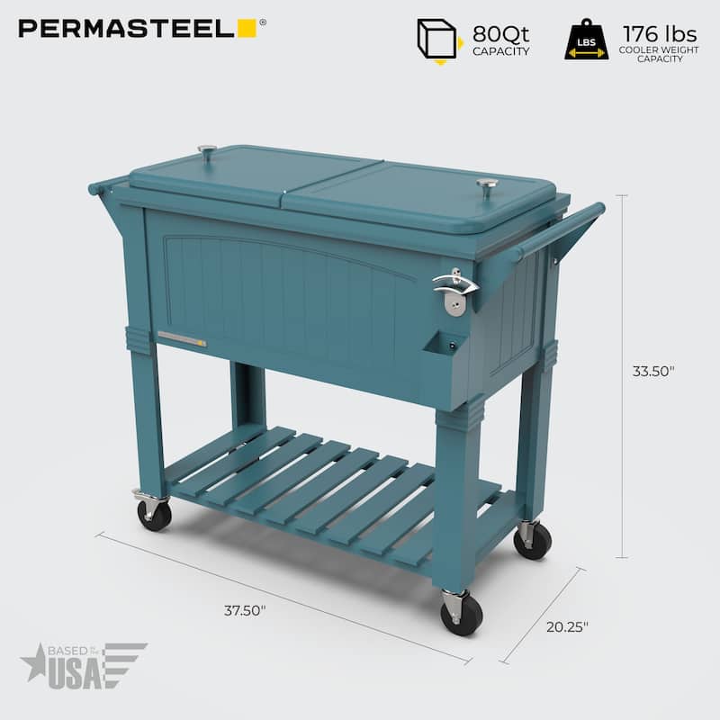 Permasteel 80-Qt Antique Furniture Style Rolling Patio Cooler