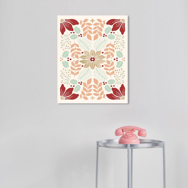 Wynwood Studio Canvas Floral and Botanical Glam Floral Holidays Gold Modern & Contemporary Wall Art Canvas Print - 16 x 20