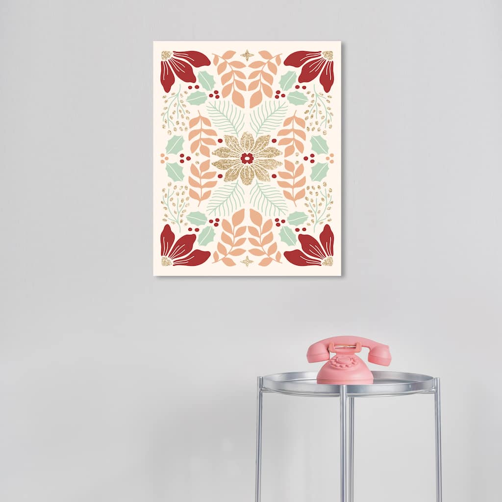 Wynwood Studio Canvas Floral and Botanical Glam Floral Holidays Gold Modern & Contemporary Wall Art Canvas Print