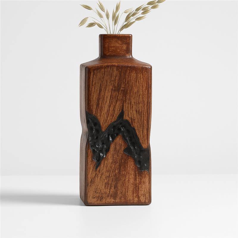 Artistic Table Vase with Fractured Finish for Home Decor