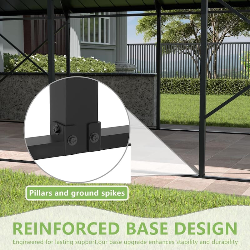 12' x 22' Hardtop Metal Carport, Outdoor Garage Protection for Backyard Garden Garage Front