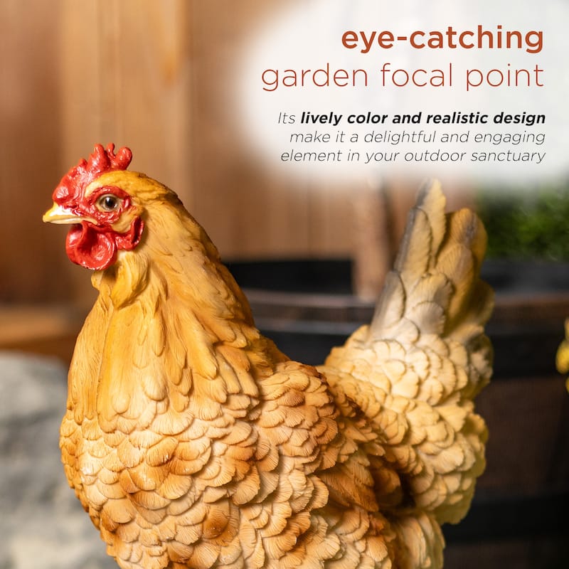 Magnesium Oxide Standing Orange Hen Statuary