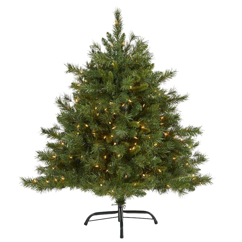 4ft. Mixed Pine Artificial Christmas Tree with 250 Clear Lights and 462 Bendable Branches - Perfect Entryway Accent