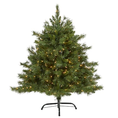 4ft. Mixed Pine Artificial Christmas Tree with 250 Clear Lights and 462 Bendable Branches - Perfect Entryway Accent