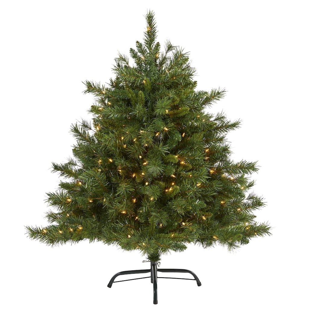 4ft. Mixed Pine Artificial Christmas Tree with 250 Clear Lights and 462 Bendable Branches - Perfect Entryway Accent
