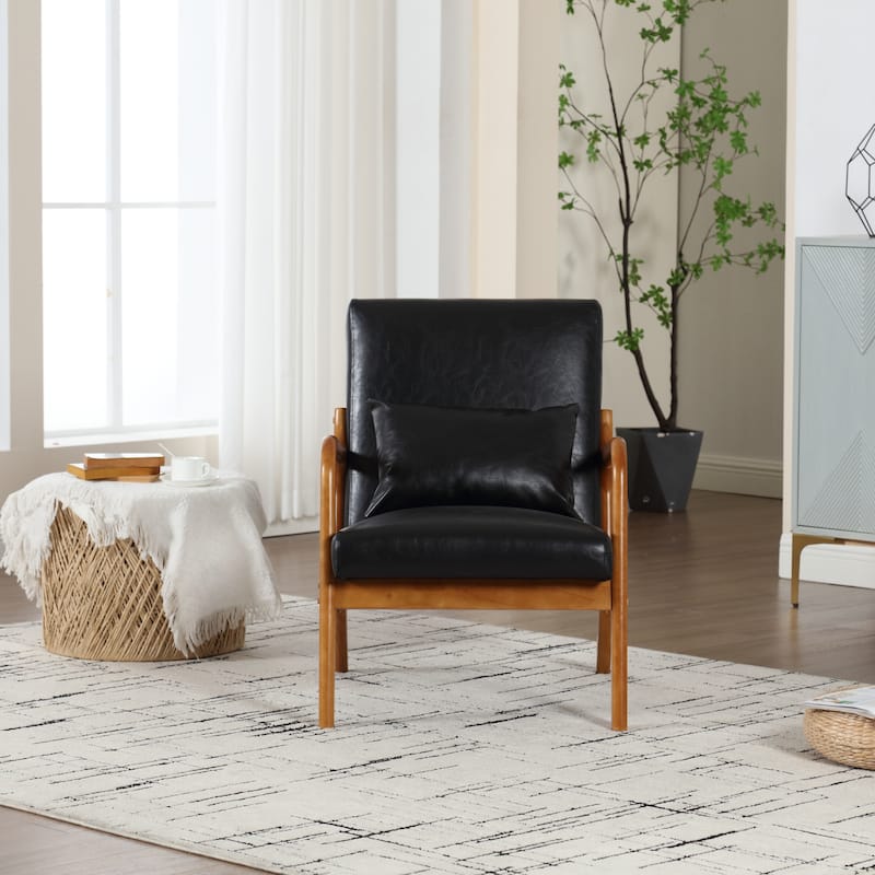 Homefun Corduroy Upholstered Mid-Century Modern Wood Frame Single Armchair for Living Room