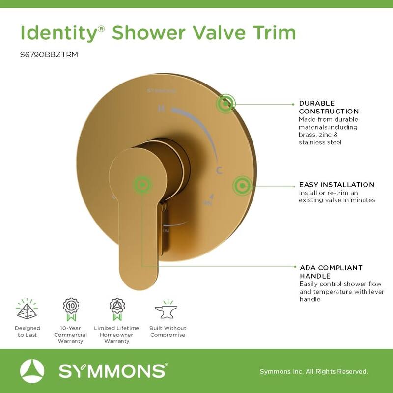 Symmons S6790TRM Identity Single Handle Volume Control Valve Trim