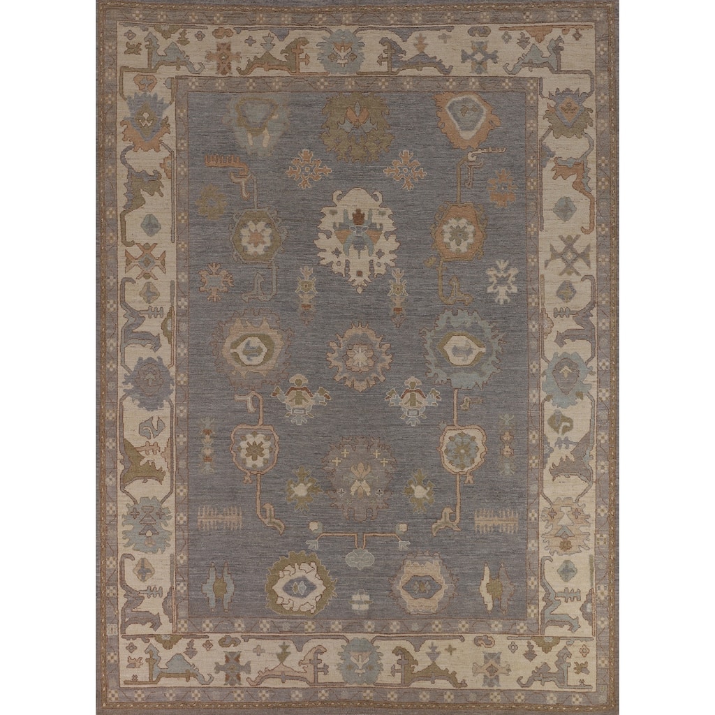 Oushak Oriental Area Rug Vegetable Dye Hand-Knotted Wool Carpet - 9'5"x 11'9"