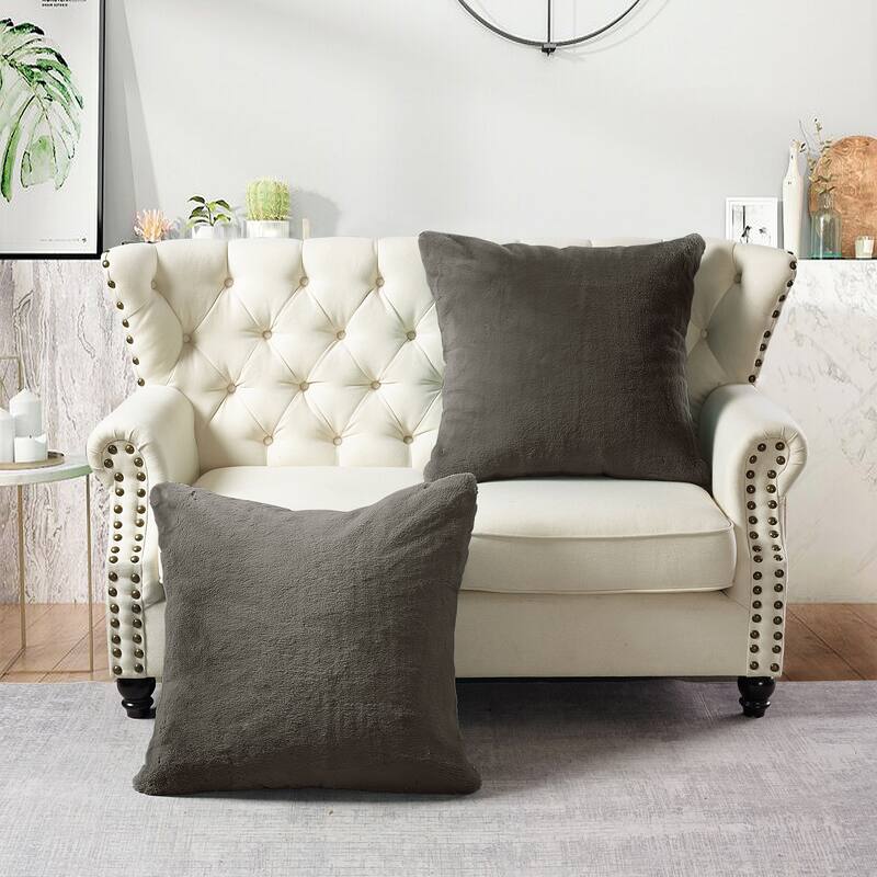 Serenta Heavy Fauxfur Pillow Shell 2 PC Set, NO INSERT - 26" x 26" - Chocolate