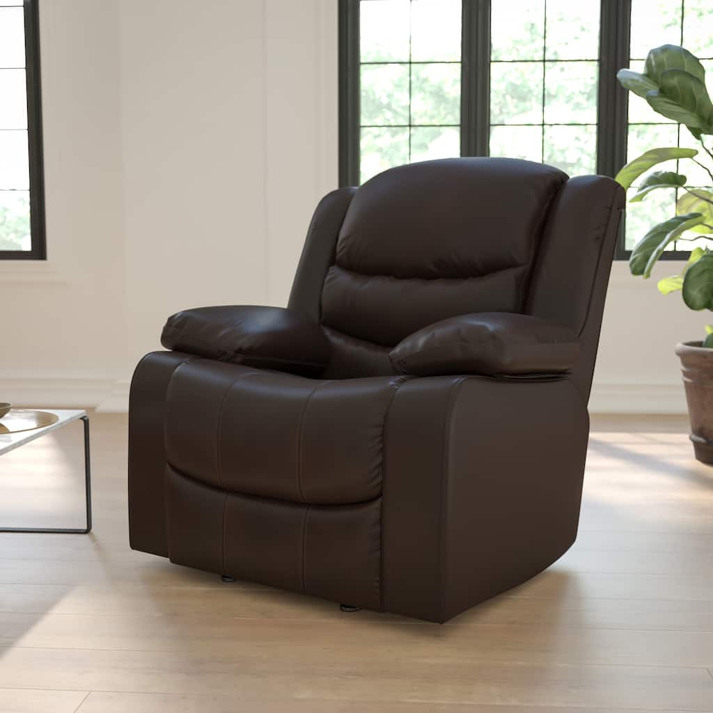 Plush LeatherSoft Lever Rocker Recliner with Padded Arms - Home Recliner