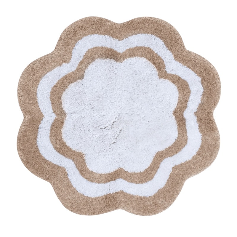 Sherry Kline 32" Scalloped Edge Round Bathmat Two Tone Color