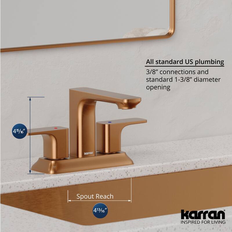 Karran Venda KBF516 2-Handle Two Hole Centerset Faucet Bathroom Faucet with Matching Pop-up Drain