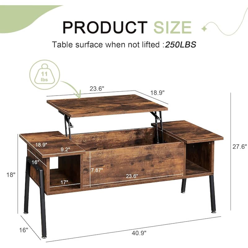VECELO 3-piece Coffee Table Set,Lift Top Coffee Table with Hidden Storage and Nightstands Set of 2