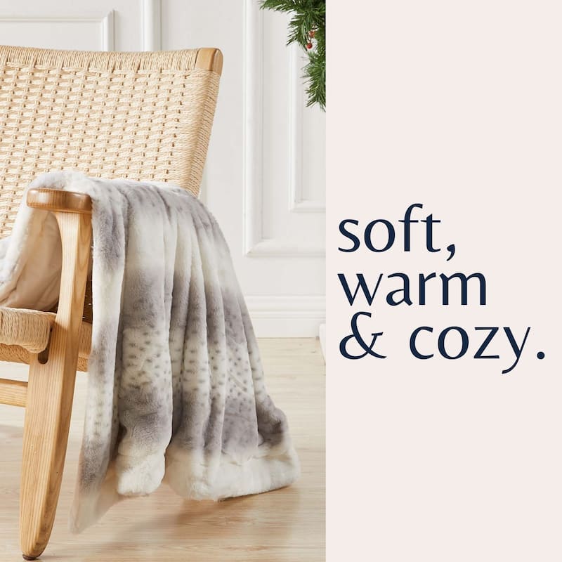 Luxurious Ruched Faux Fur Reversible Microfiber Throw