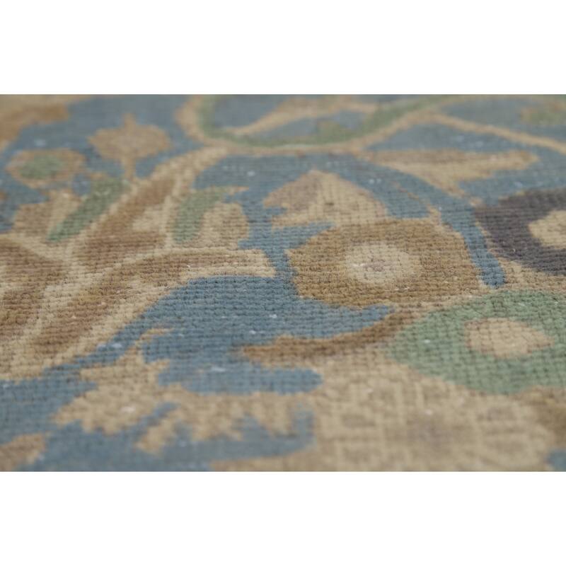 Floral Tabriz Persian Area Rug Hand-Knotted Blue Wool Carpet - 9'10"x 12'10"