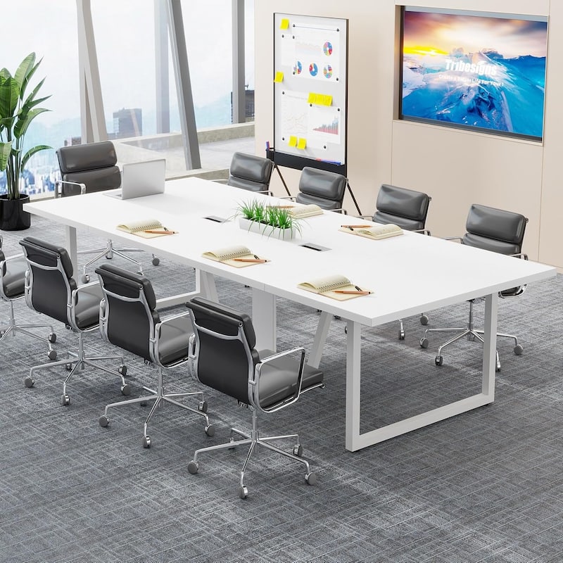 8FT Conference Table, Large Meeting Table for 10 People - White