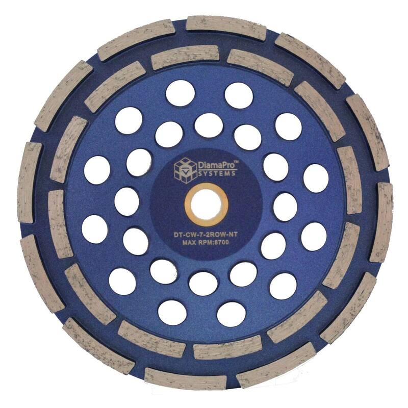 DiamaPro Systems Non Threaded 7 Inch Double Row Concrete Grinding Cup Wheel Tool - 2.1