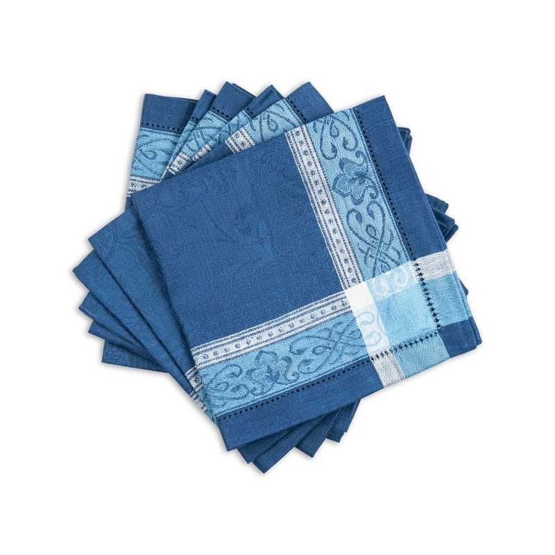 French Home Linen Set of 6 Astra Napkins - Shades of Blue