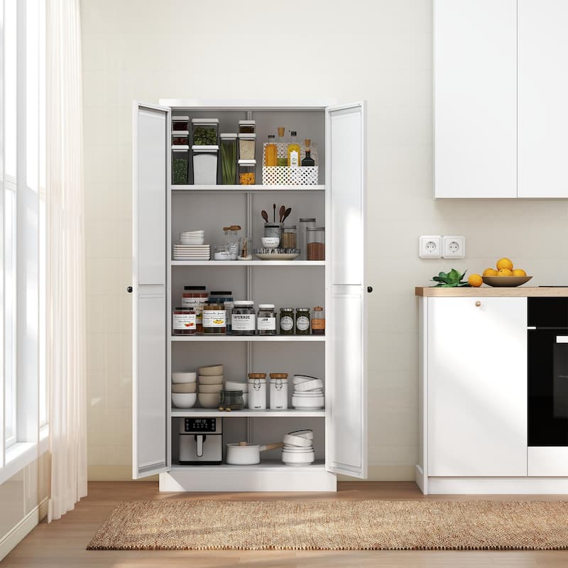 61"Metal Kitchen Pantry Cabinet Adjustable Storage with 4 Shelves, Heavy Duty Freestanding Pantry Organizer for Kitchen,Pantry