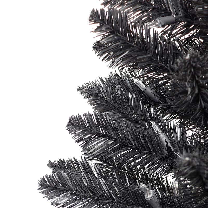 Puleo International 7' Pre-Lit Black Artificial Carson Pine Tree